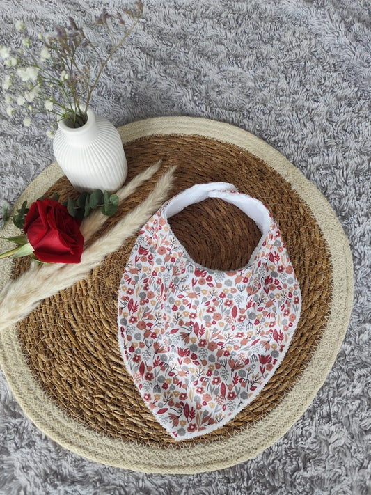 Bavoir bandana "Fleurs Roses"