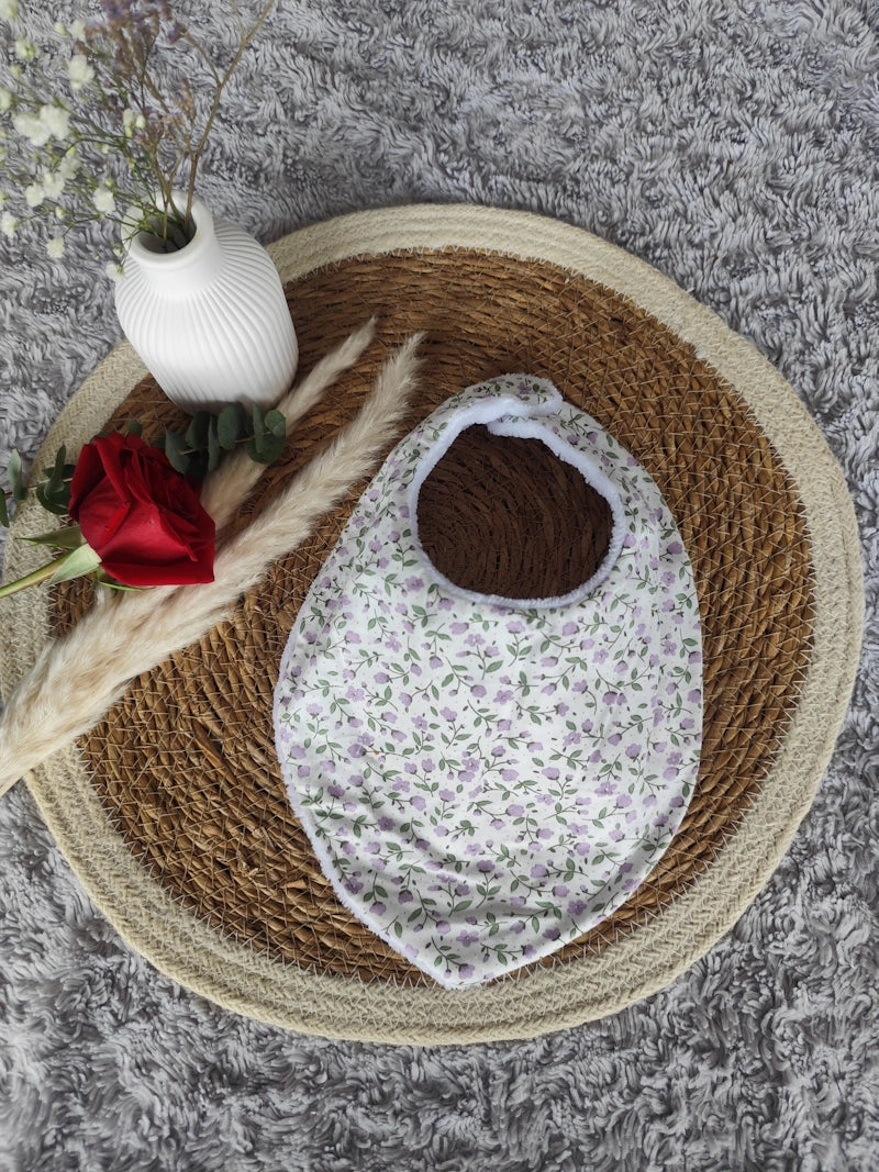 Bavoir bandana "Fleurs Violettes"