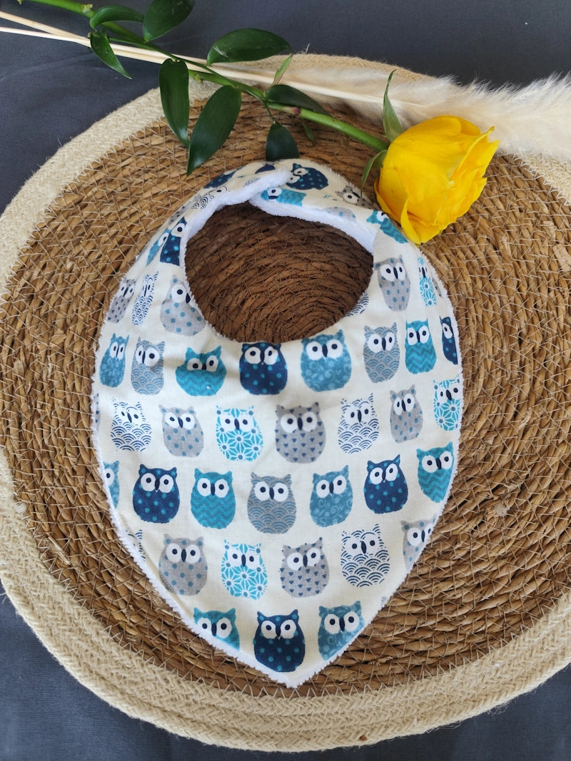 Bavoir bandana "Hibou"