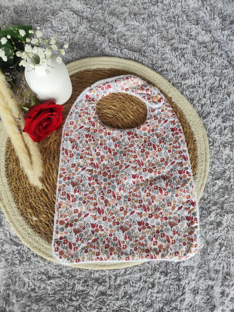 Bavoir "Fleurs Roses"