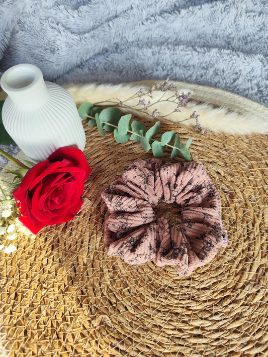 Chouchou "Velours Rose Fleurs"