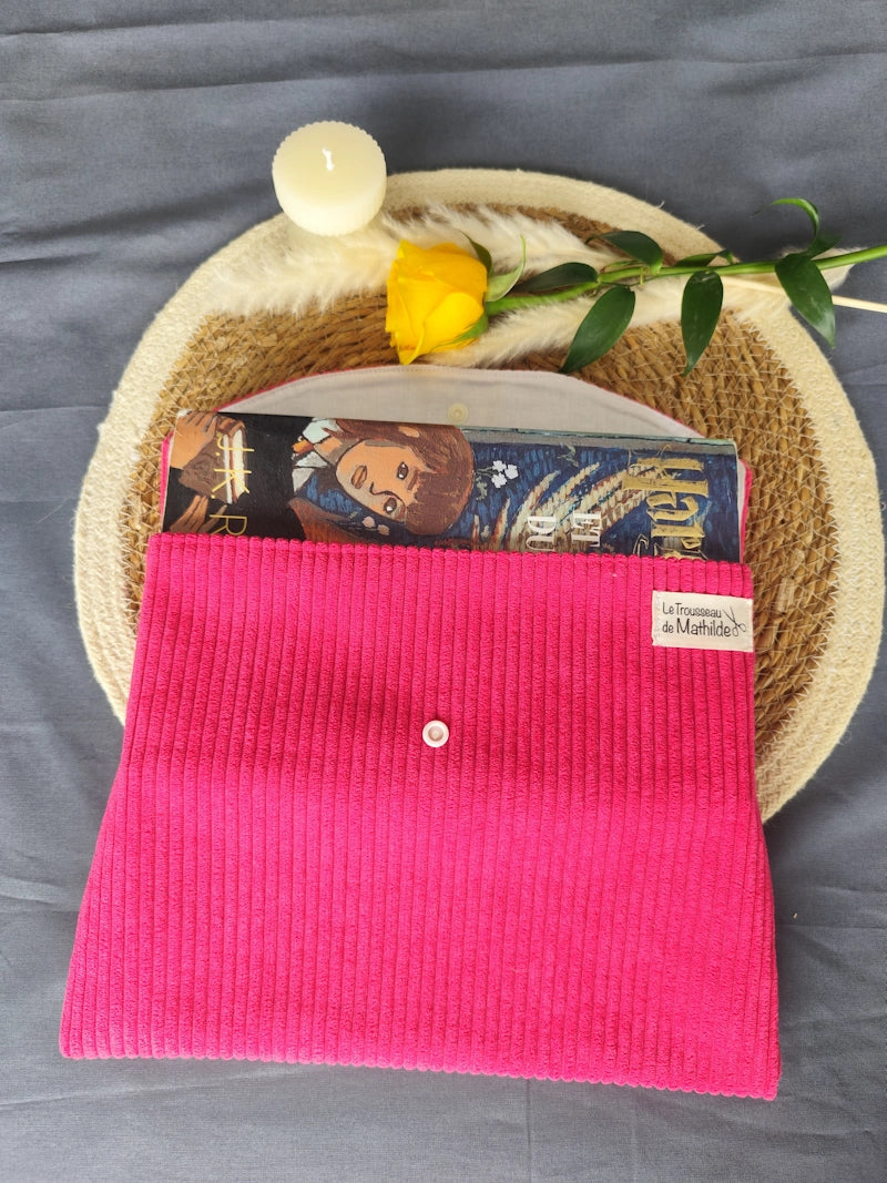 Housse de livre broché "Velours Framboise"
