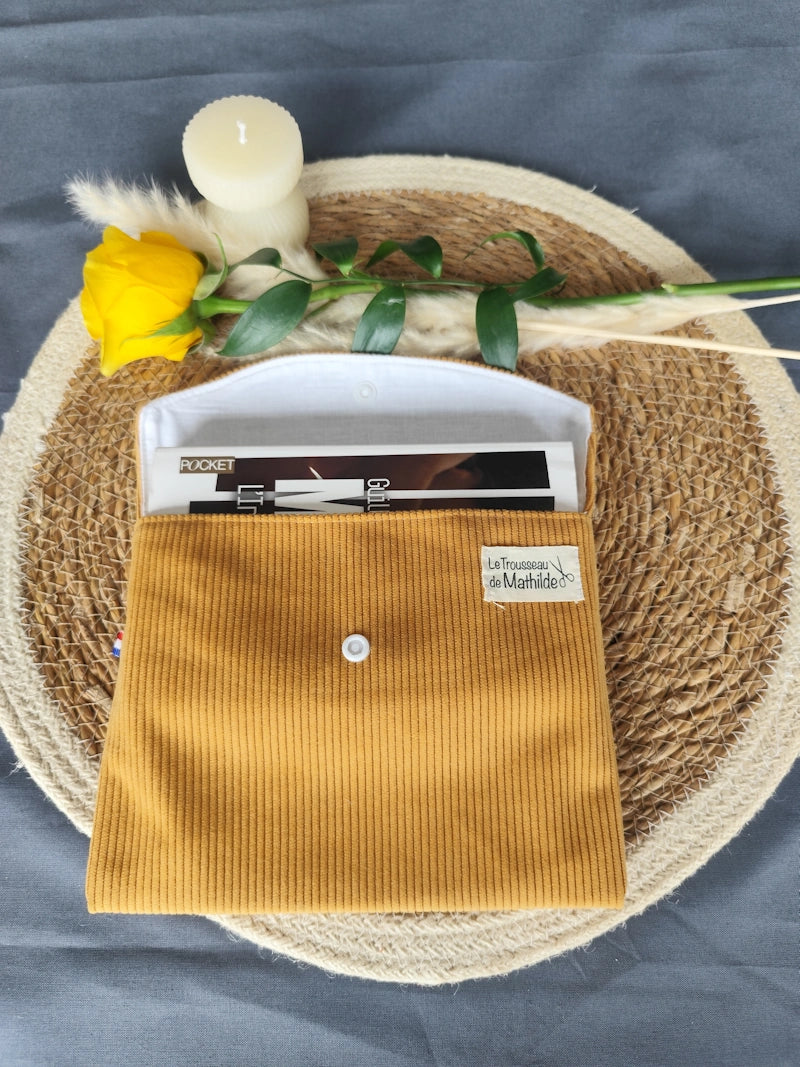 Housse de livre poche "Velours Moutarde"