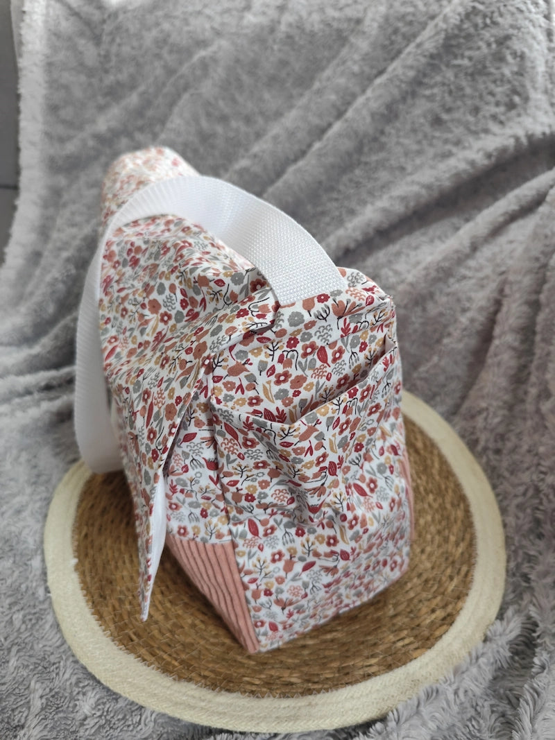 Sac besace "Fleurs Roses"